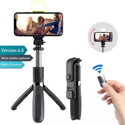 Bluetooth Selfie Stick Black Foldable with LED Light