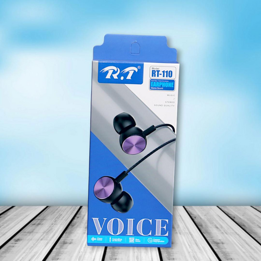 Wired Earphones Black with Built-In Mic & Tangle-Free Design