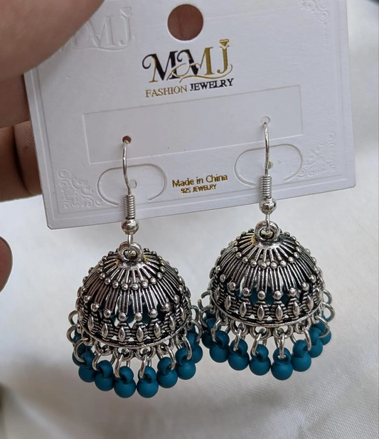 Fancy Silver Plated Artificial Stones Jhumka